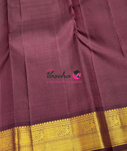 Pure Kanchipuram Silk Saree - Rust Orange & Wine Brown Combo - VVPS025