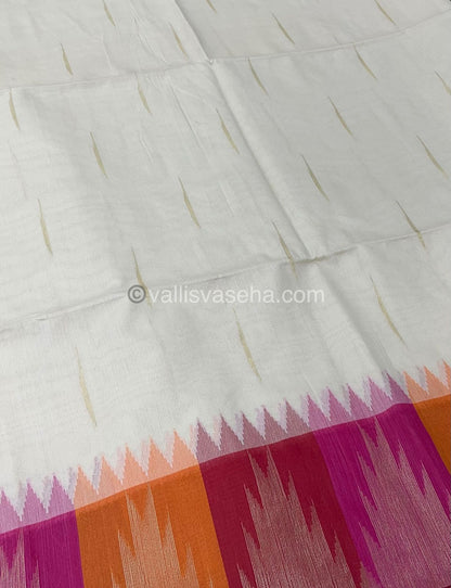 Semi Raw Silk - Half White with Merun Shade - VVRS002