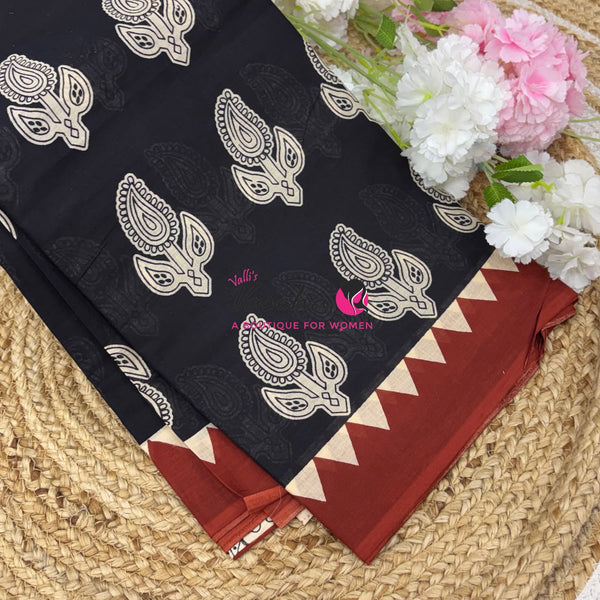 Pure Soft Mul Mul Cotton Sarees - Hand Block Prints - VVMMC011