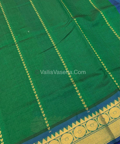 Semi Silk Cotton Saree - Green  With Blue Shade - VVSSC005