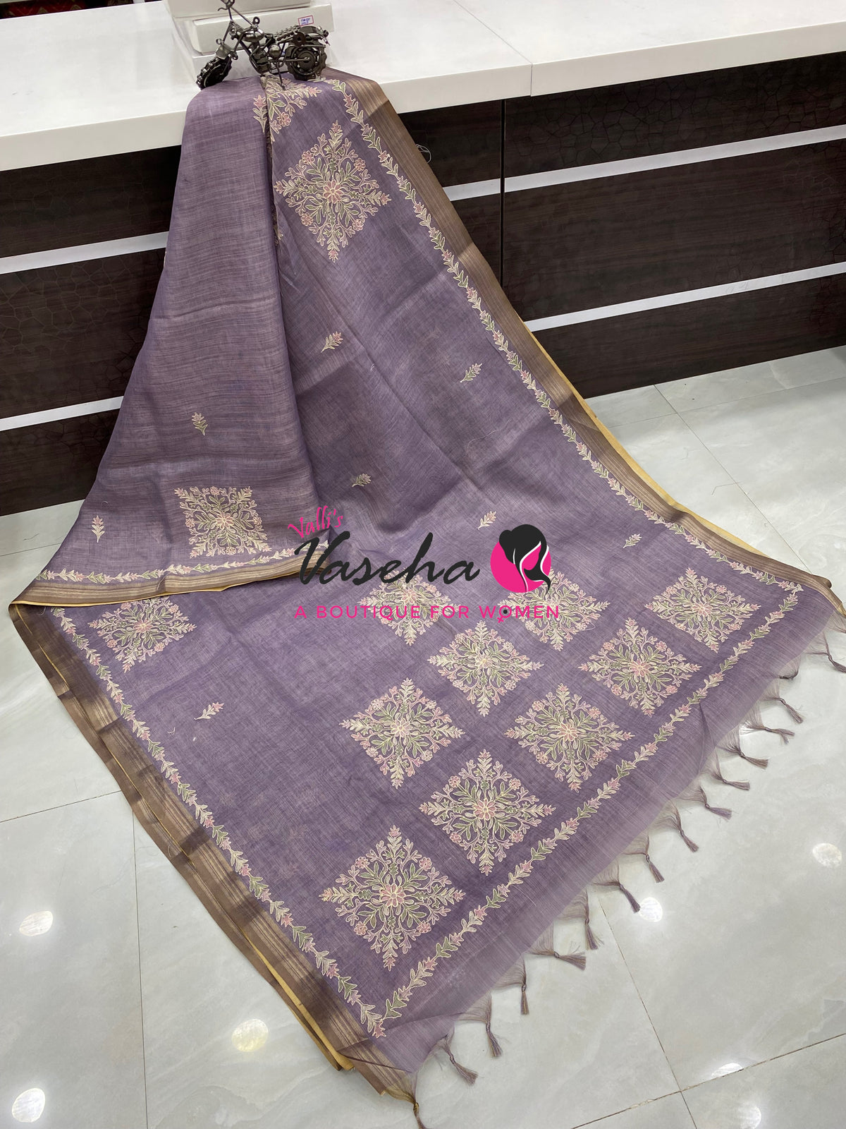Linen Tissue Saree - Lavender Shade - VVLTS005