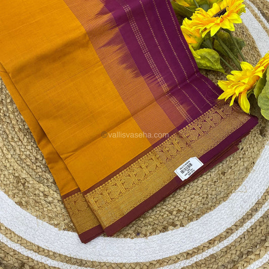 Semi Silk Cotton Saree - Yellow  & Purplish Pink Combo - VVSSC001