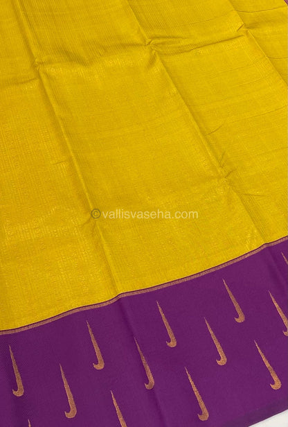 Kanchi Semi Silk - Yellow Shade with Purple - VVKSS001