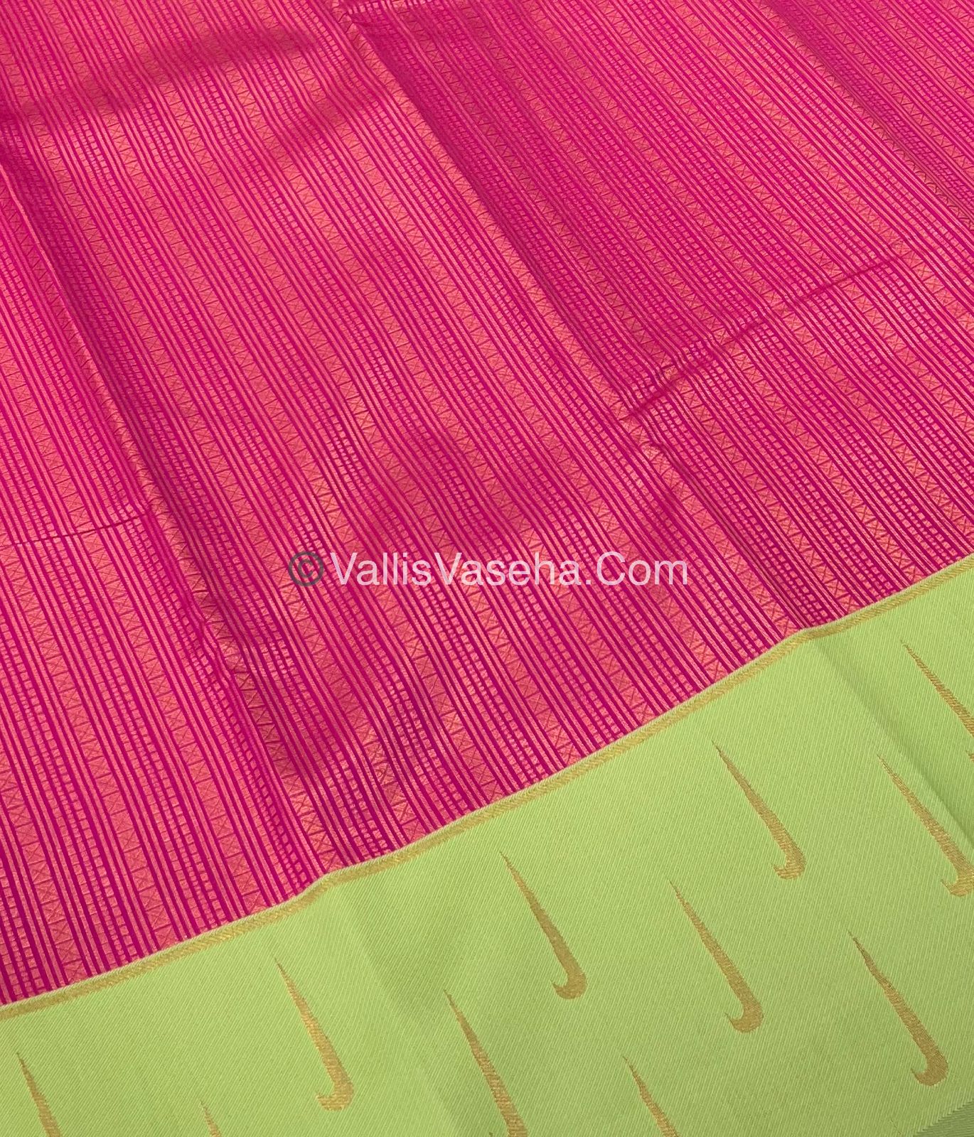 Kanchi Semi Silk - Pink with Green - VVKSS001