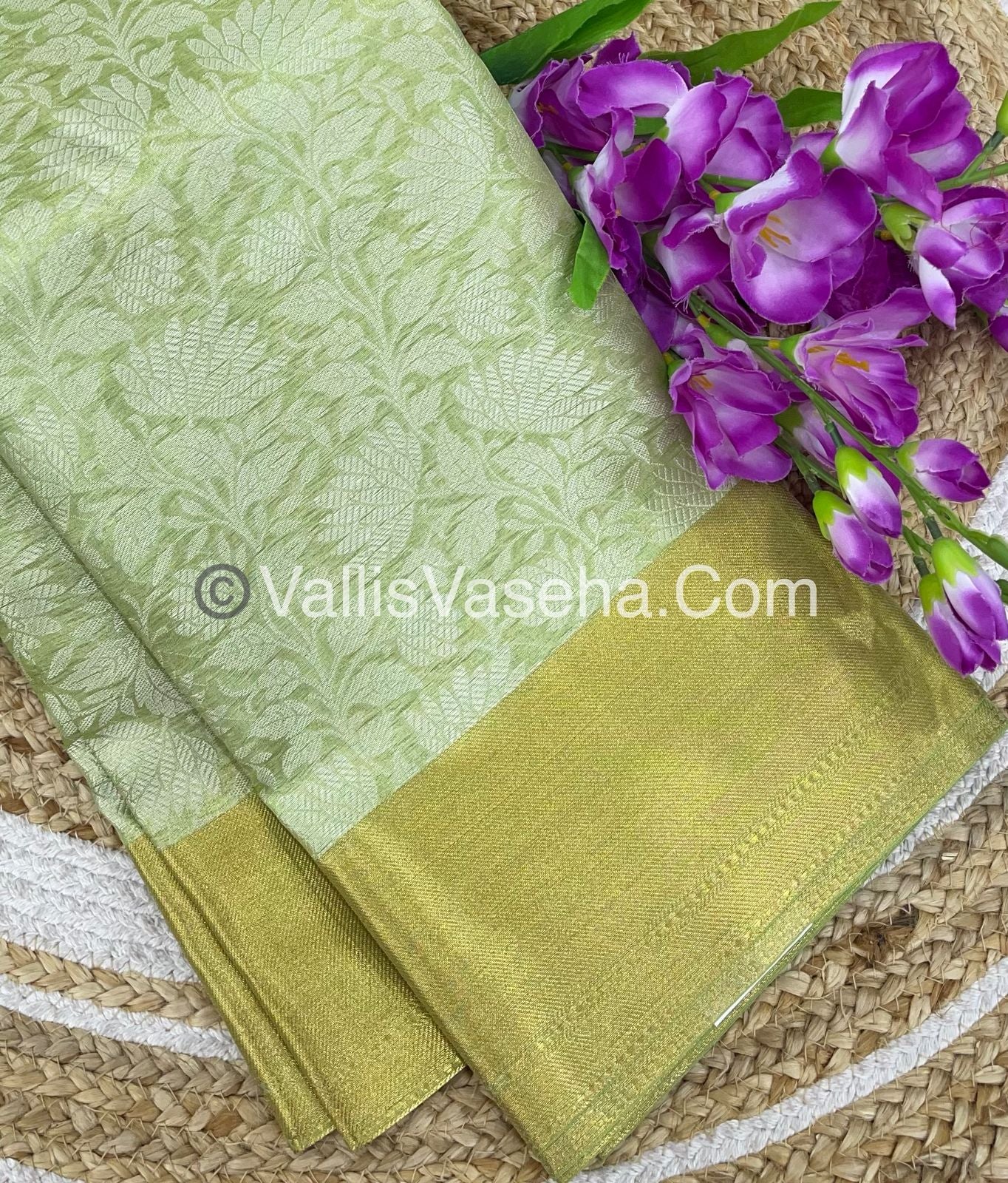 Semi Bridal Tissue Sarees |Celebrity Hit Design | Pista Green Shade |VVCTS001