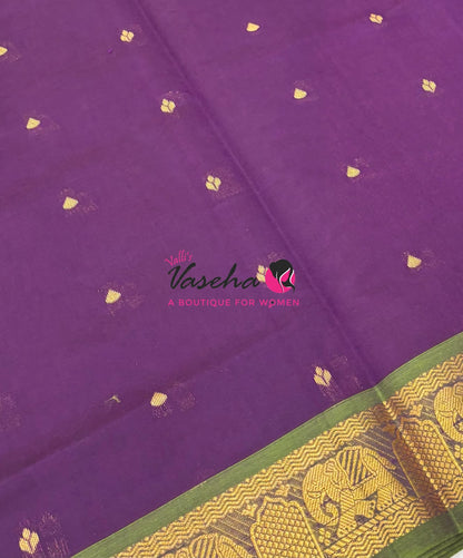 Semi Silk Cotton Saree | Small Leaf Butta Design |VVSSC010