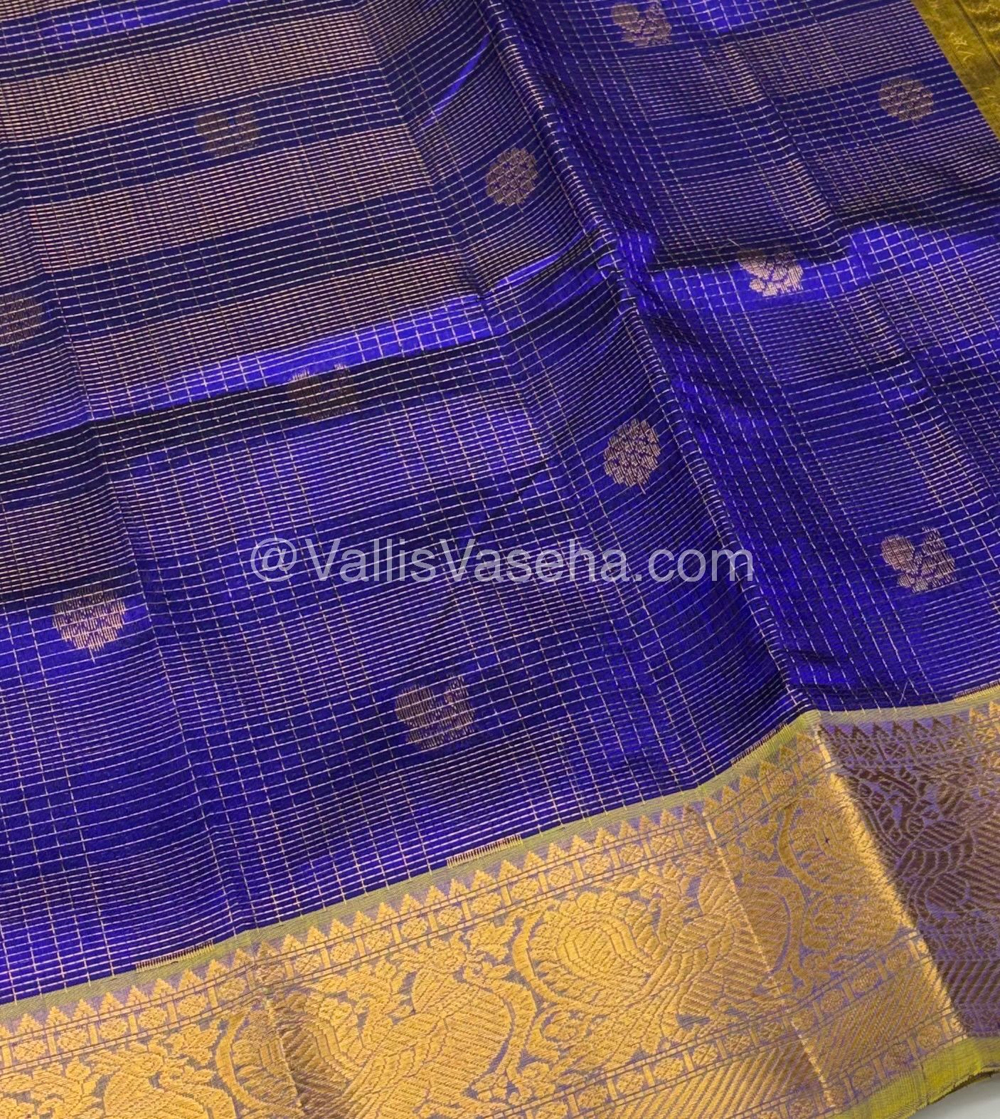 Pure Silk Cotton Saree - Vairavoosi checks - Mayil & Chakkaram - VVMCV002