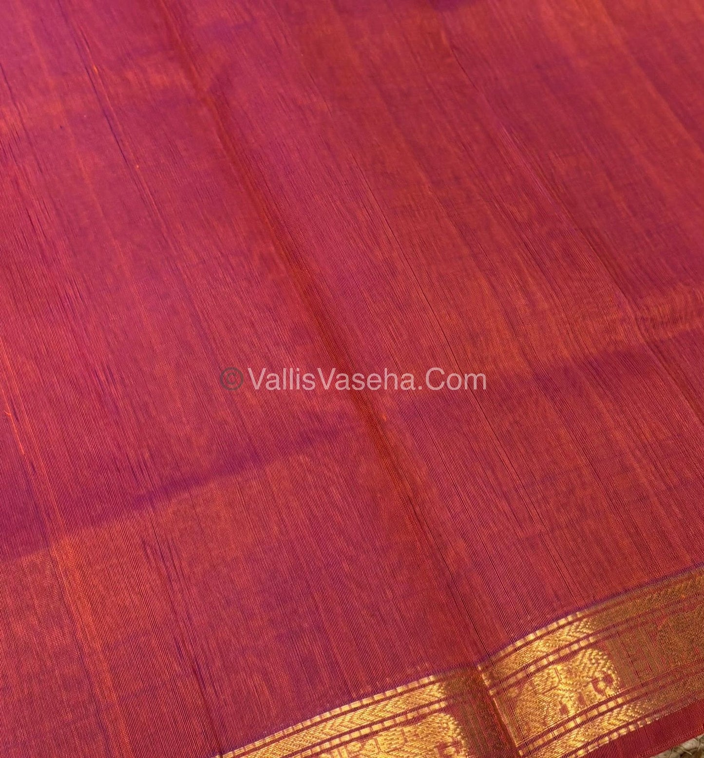 Pure Silk Cotton Saree - Retta Mayil Design - Dual Tone Rust Orange Shade - VVRMS001