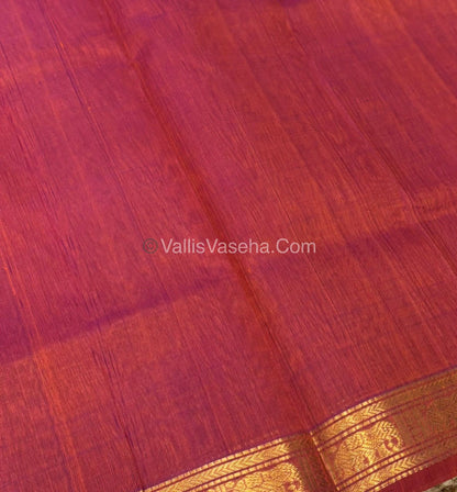 Pure Silk Cotton Saree - Retta Mayil Design - Dual Tone Rust Orange Shade - VVRMS001