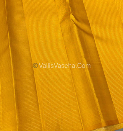 Pure Kanchipuram Silk Saree - Maroon & Yellow Combo - VVPS036