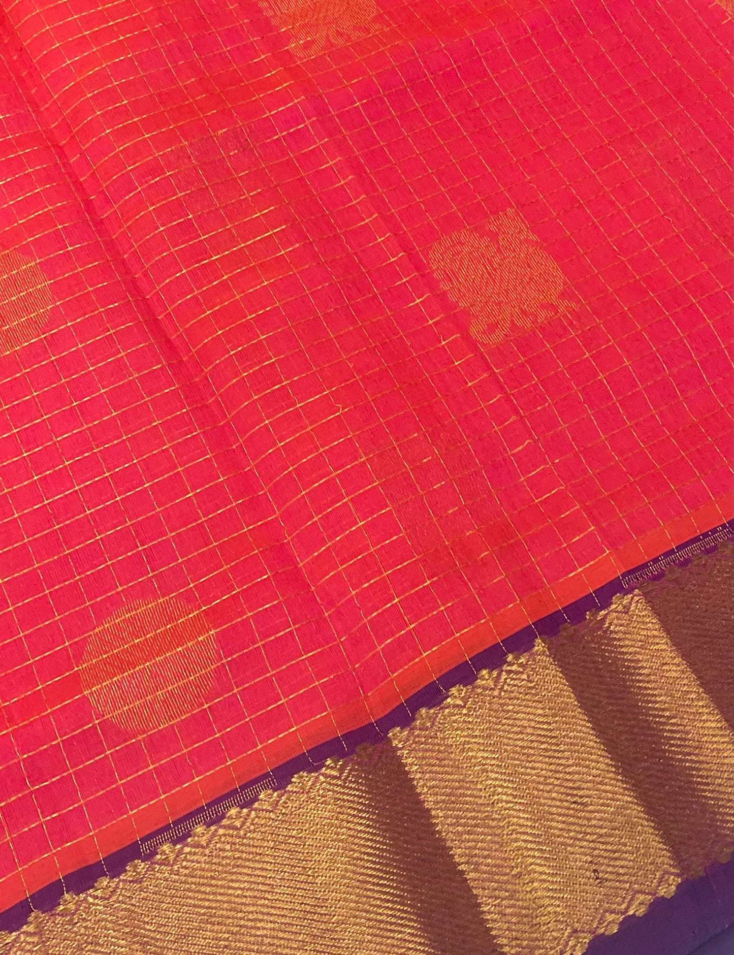 Pure Silk Cotton Saree - Mayil & Chakkaram Design - Pink With Blue Shade -VVMC002