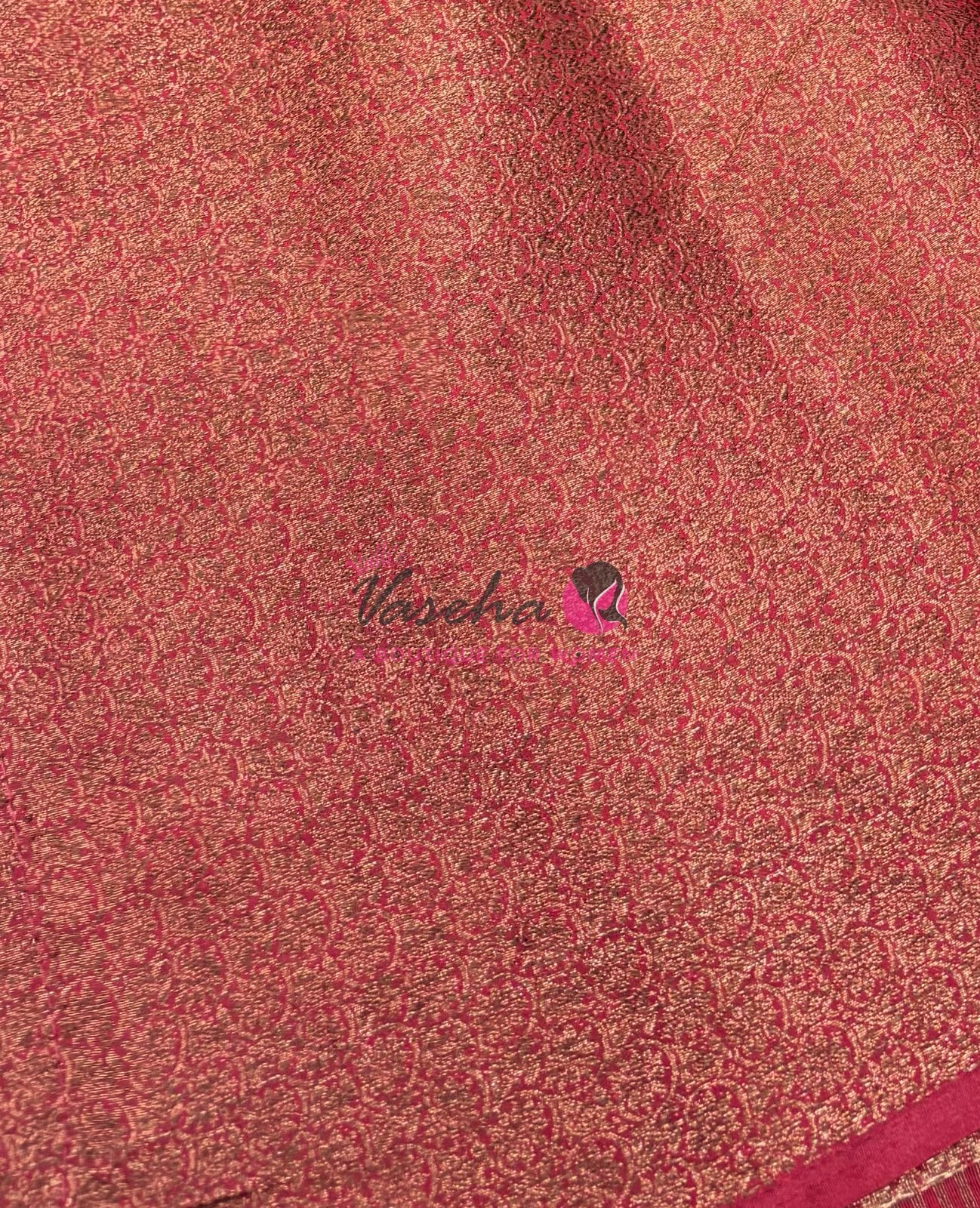Bamboo Silk Saree- Blue with Reddish Pink Shade - VVBSS016