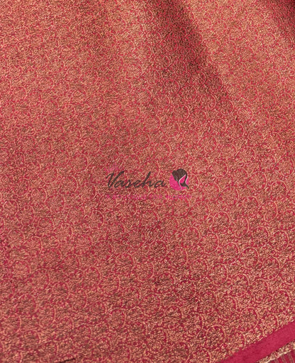 Bamboo Silk Saree- Blue with Reddish Pink Shade - VVBSS016