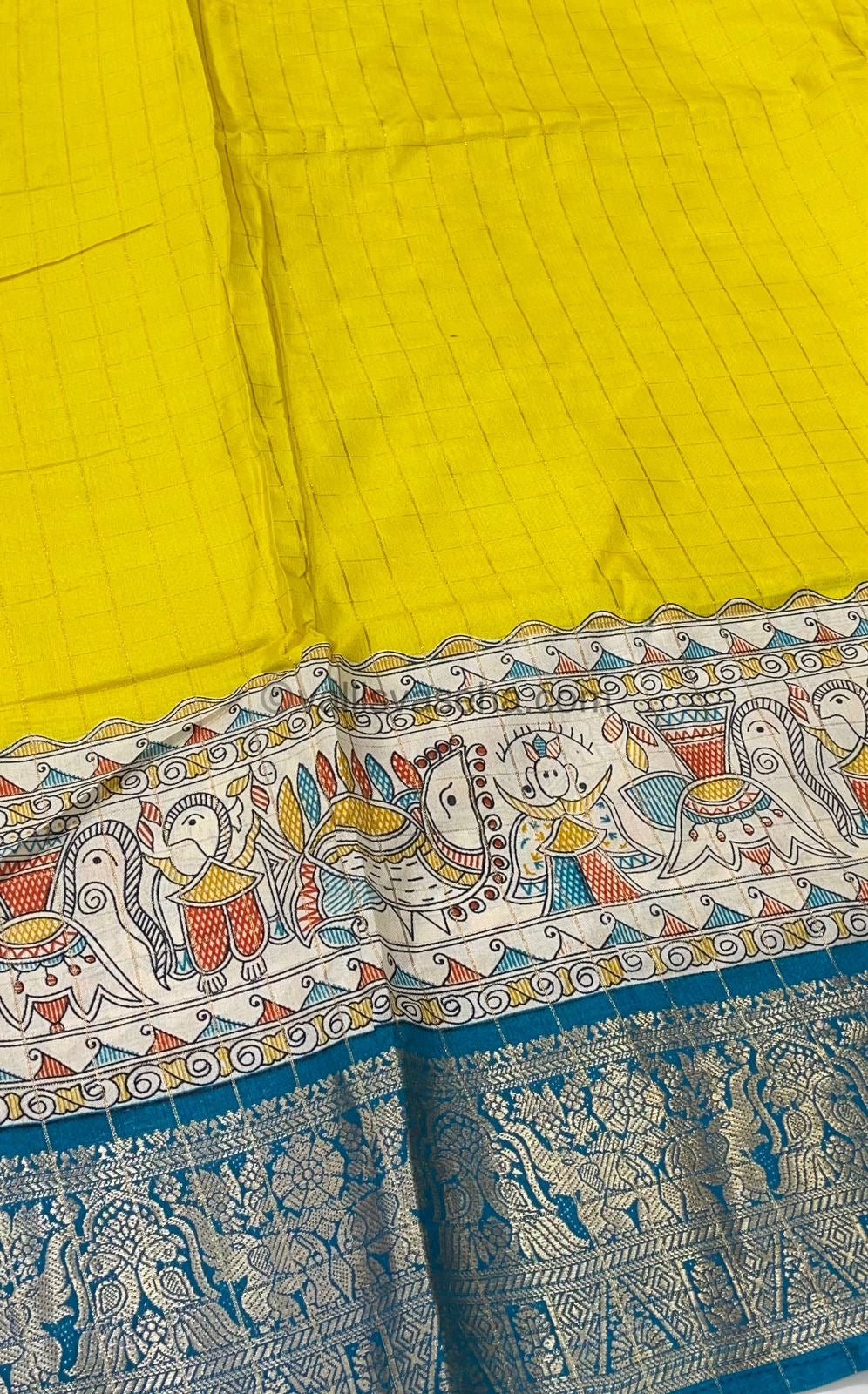 Semi Dola Silk - Yellow with Blue - VVSDS002