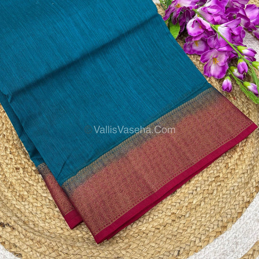 Bamboo Silk Saree - Blue  With Pink Shade - VVBSS002