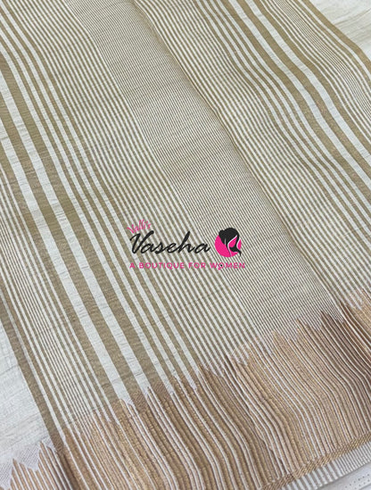 Semi Tussar Silk Saree | White Shade |VVSTS051