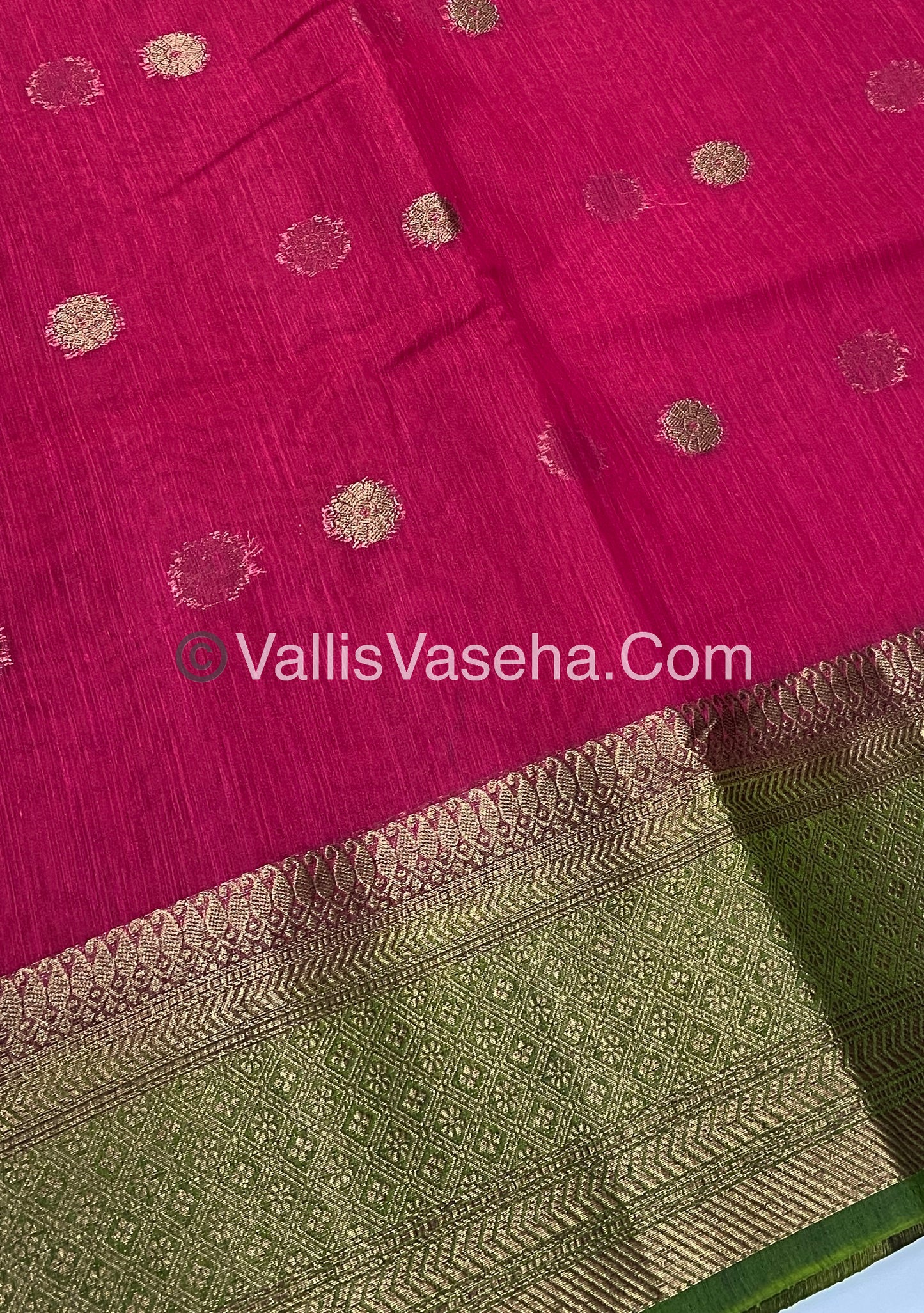 Bamboo Silk Saree  - Pink with Green Shade - VVBSS001