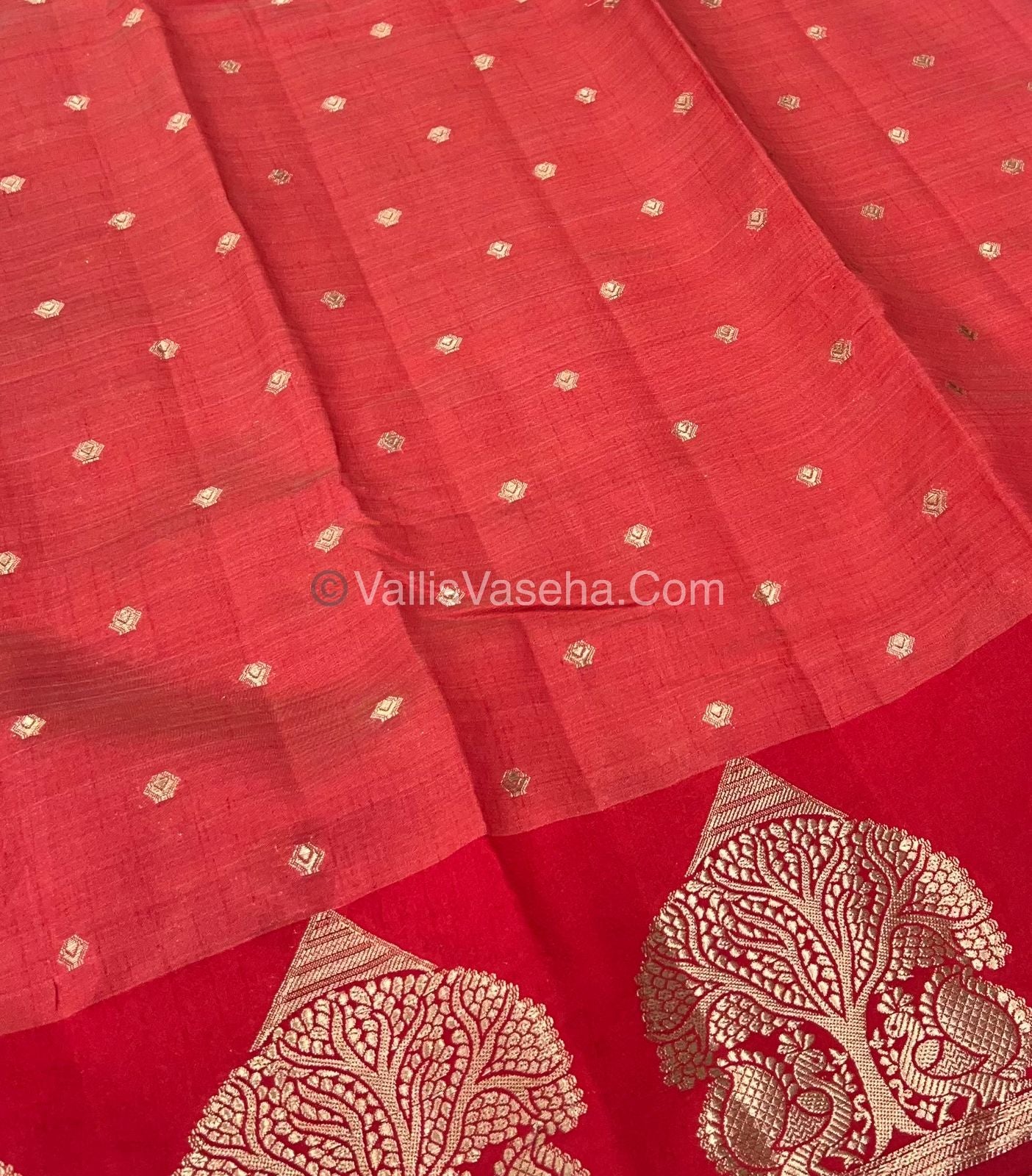 Semi Tussar Silk Saree - Red Shade - VVSTS036