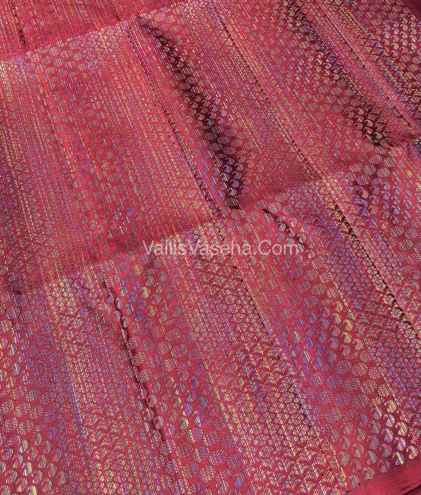 Pure Soft Silk Saree - Border Less - Maroon Shade - Multi Color Zari Weaving - VVPSS055