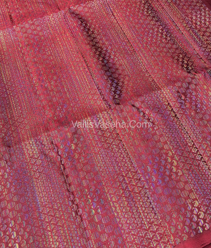 Pure Soft Silk Saree - Border Less - Maroon Shade - Multi Color Zari Weaving - VVPSS055