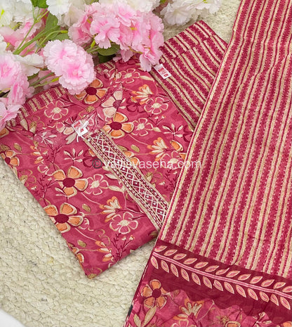 Ready Made - Anarkali - Salwar, Kameez & Duppatta(3pc)- Printed Cotton - VVAS002