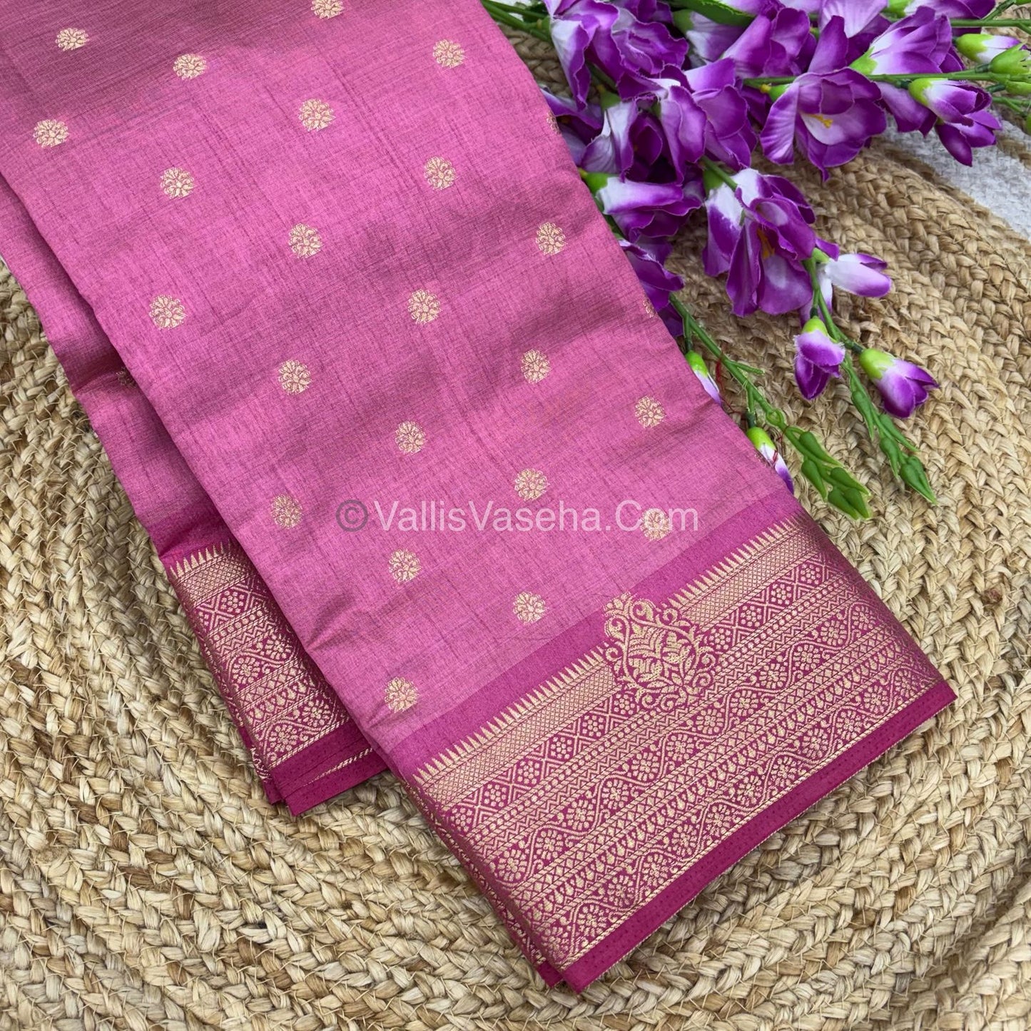 Semi Tussar Silk Saree - Onion Pink shade - VVSTS032