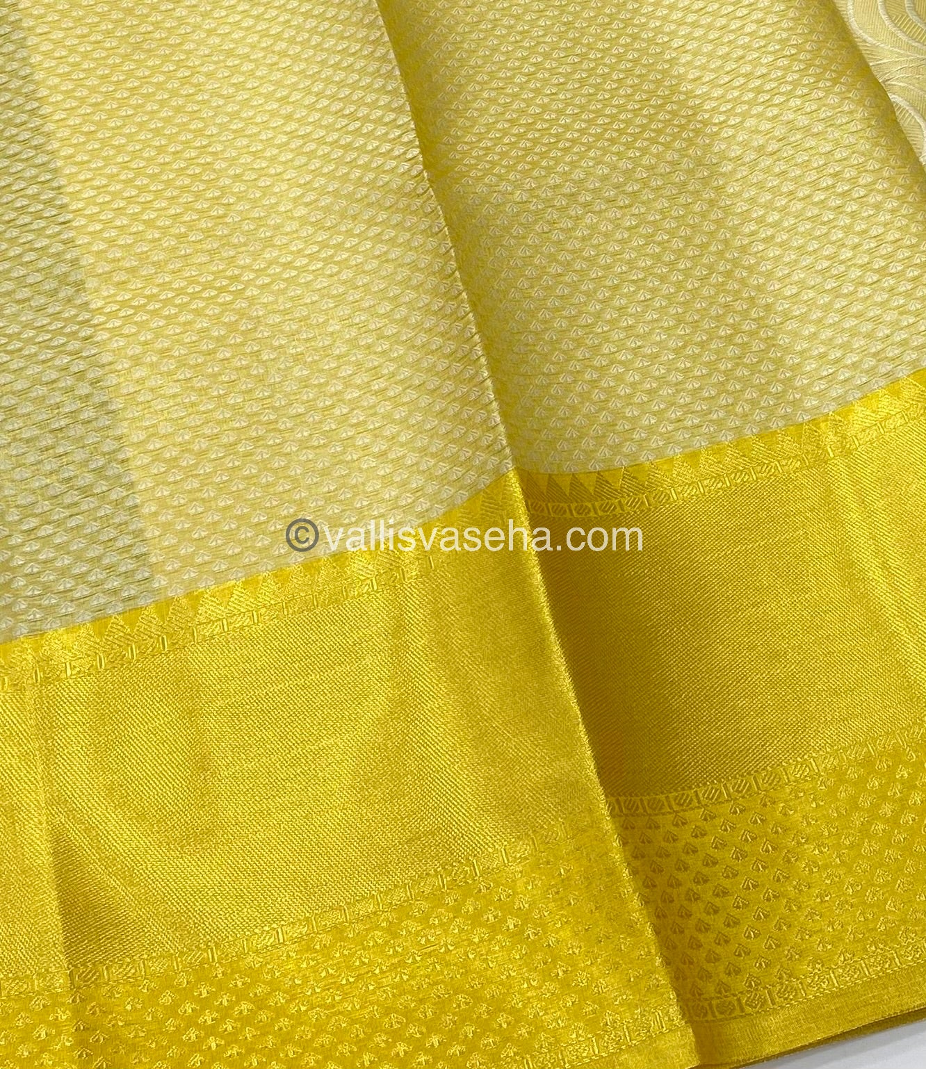 Semi Bridal Tissue Saree - Cream & Golden Yellow Combo - VVSBT002