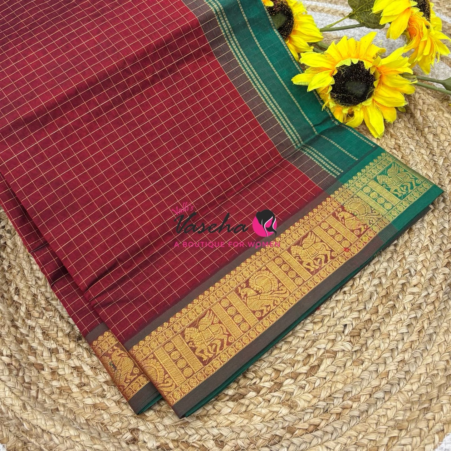 Pure Silk Cotton Saree - Zari Checks - VVCSC001