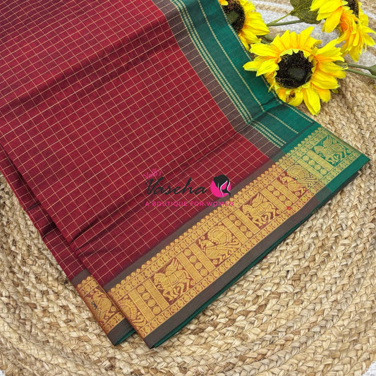 Pure Silk Cotton Saree - Zari Checks - VVCSC001