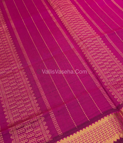 Semi Silk Cotton Saree - Green With Pink shade - VVSSC003