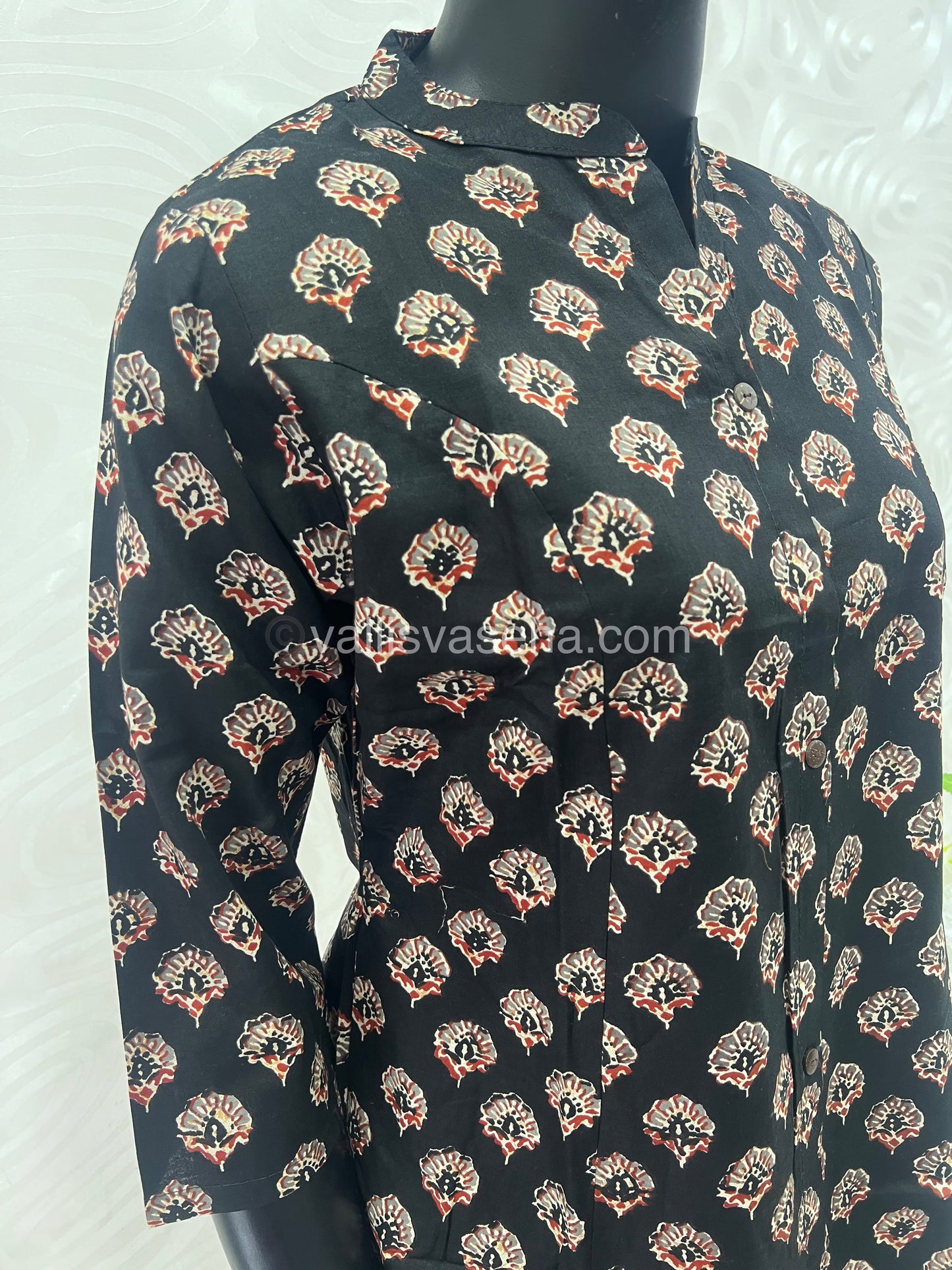 Slub Cotton -  Printed Kurti -  A - Line Cut - VVALK001