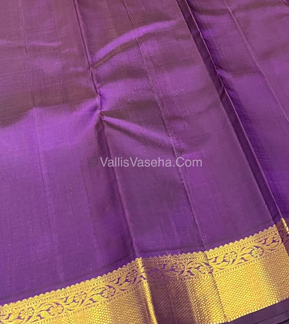 Pure Kanchipuram Silk Saree - Dual Orangish Onion Pink with Dark Purple Combo - VVPS011