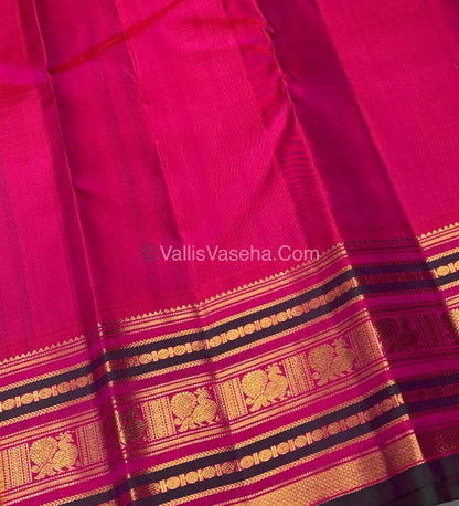 Pure Vintage Korvai Kanchipuram Silk Saree - Cream / Half White & Peachish Pink Combo - VVPS022