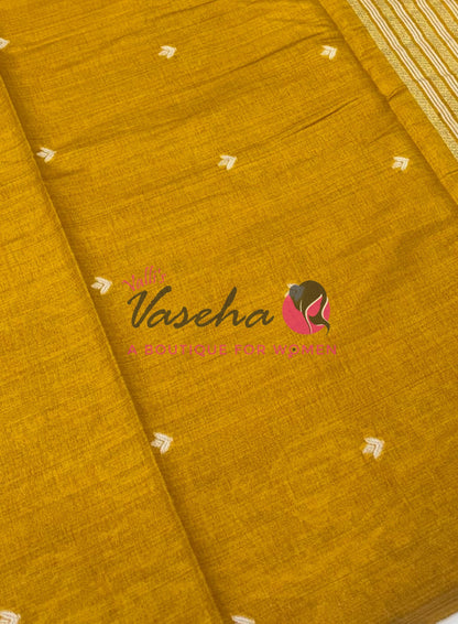 Semi Gicha Tussar Silk - Yellow Shade - VVGTS002