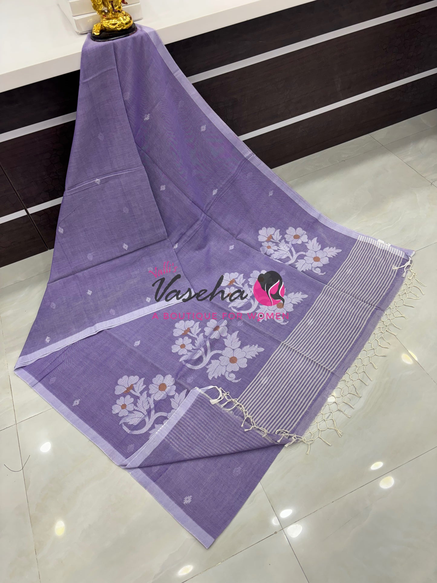 Bengal Kaddhi Cotton Saree | VVBKC002 | Lavender Shade