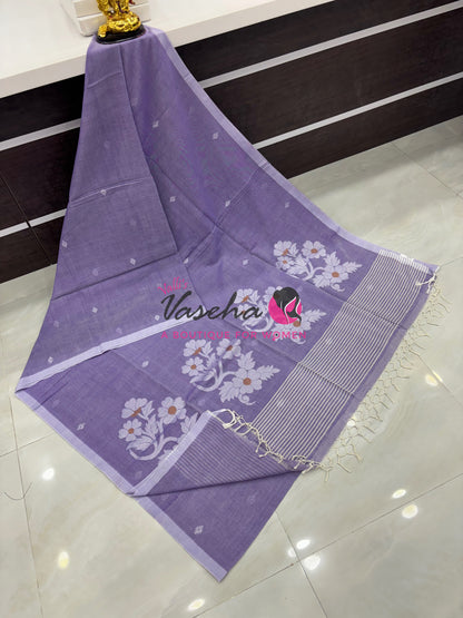 Bengal Kaddhi Cotton Saree | VVBKC002 | Lavender Shade