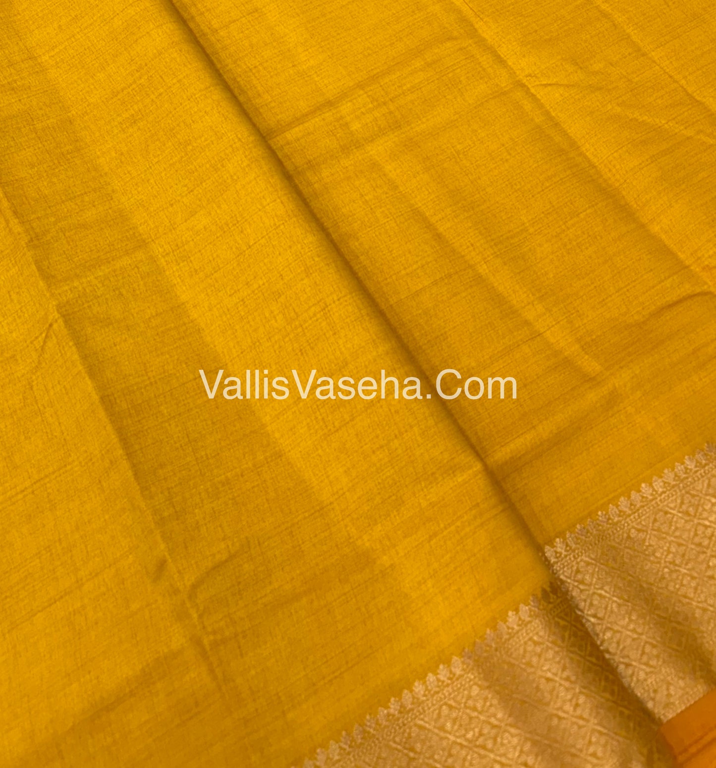 Semi Tussar Silk - Grand Pallu  - Yellow Shade - VVSTS022