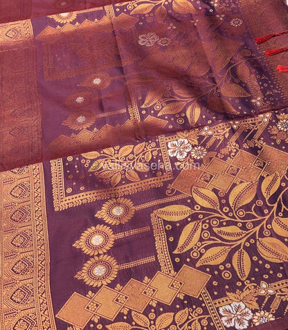 Semi Soft Silk - Border less - Dark Purplish Wine Shade -VVSSS007