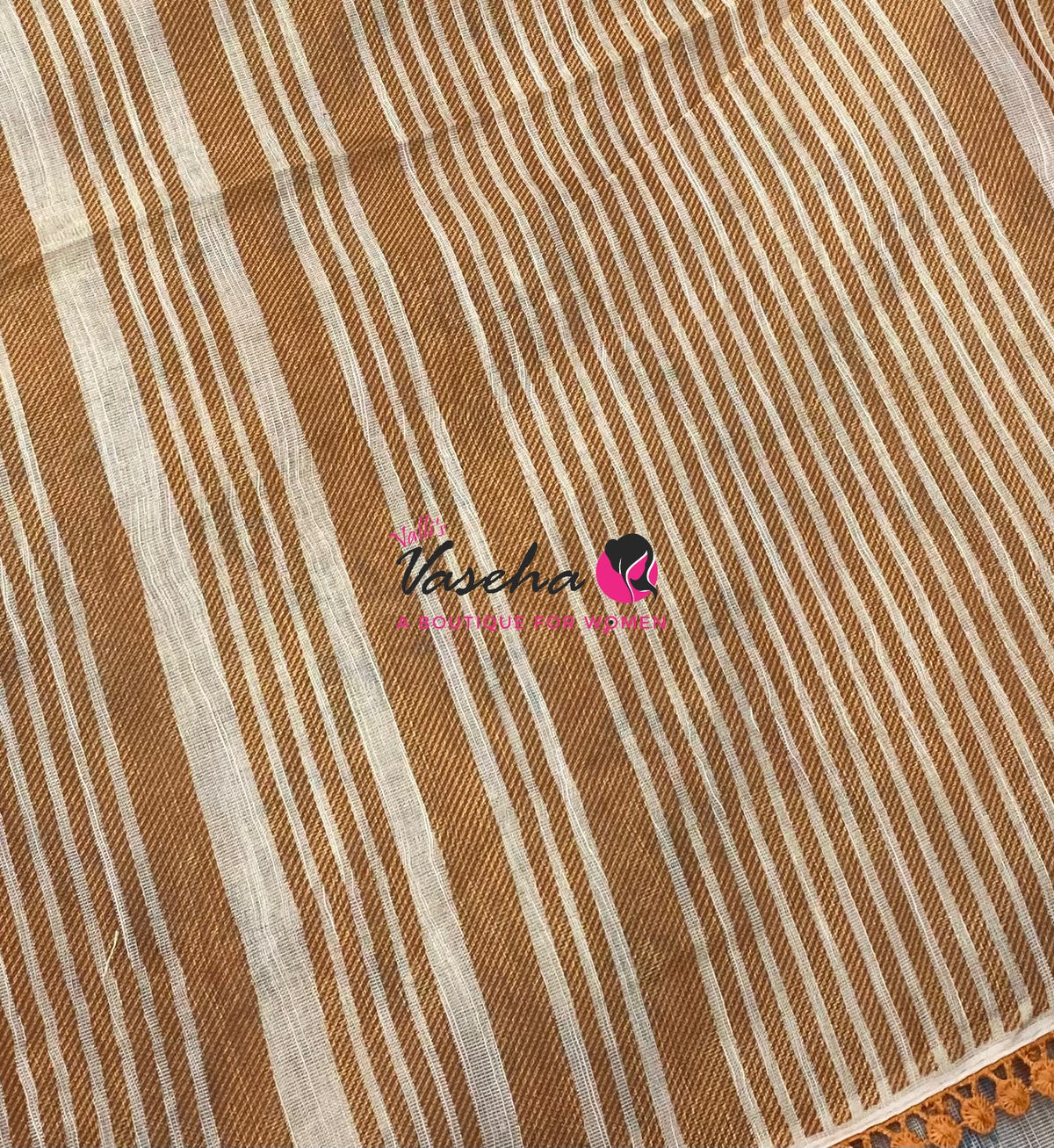 Linen Tissue Saree -  Light & Dark Combo - Orange Shade - VVLTS008