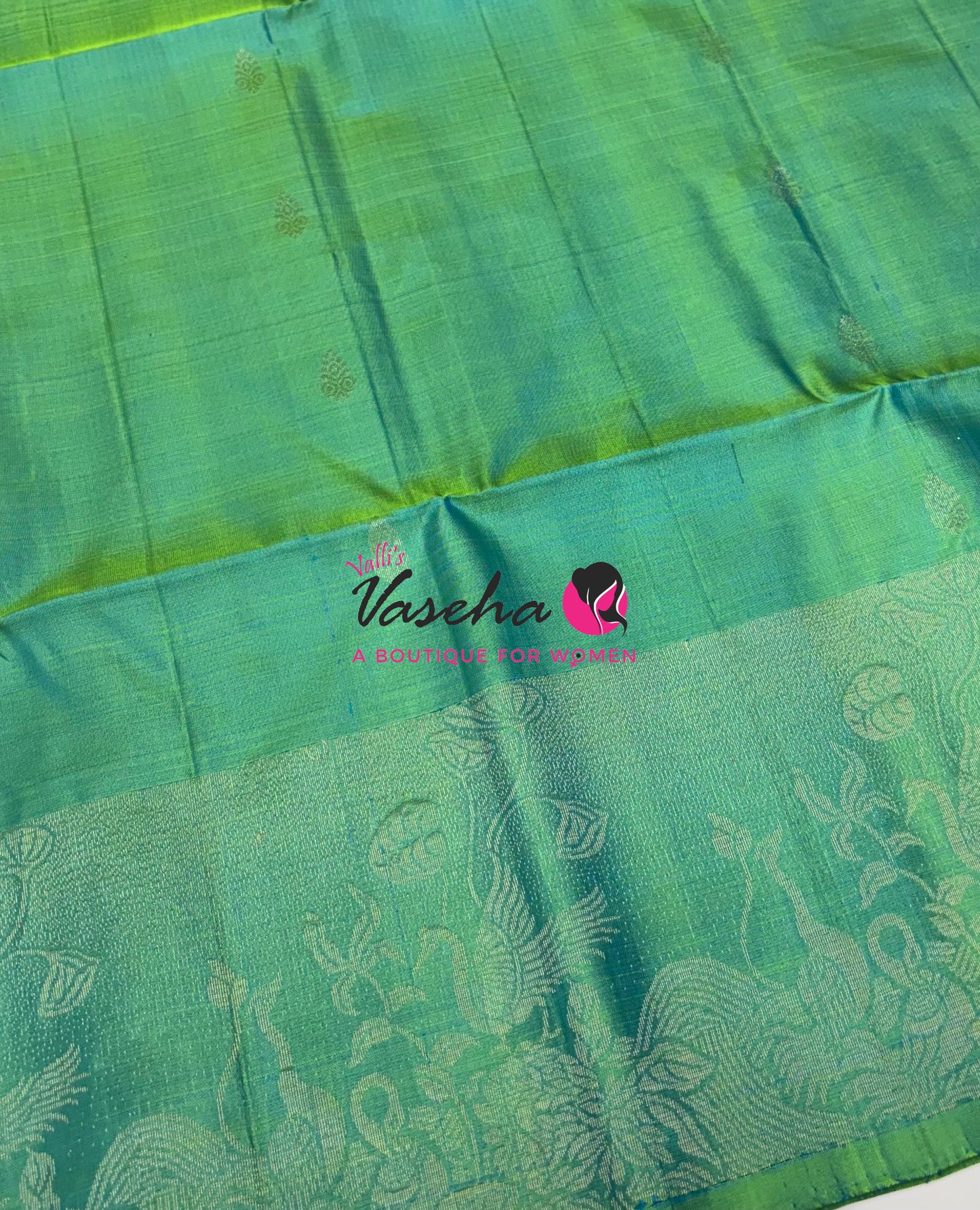 Pure Soft Silk Saree  - Dual Tone Green With Yellow - VVPSS094