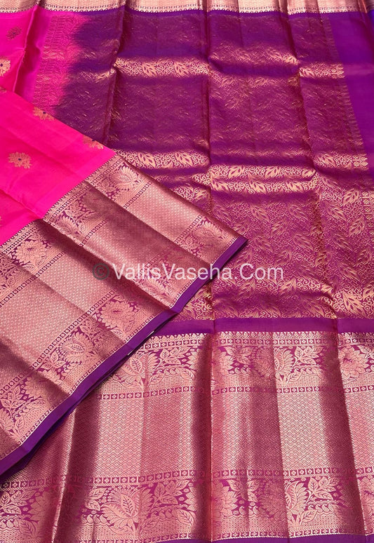 Half Mix - Pure Soft Silk Saree - Pink & Purplish Pink Shade - VVPSS031