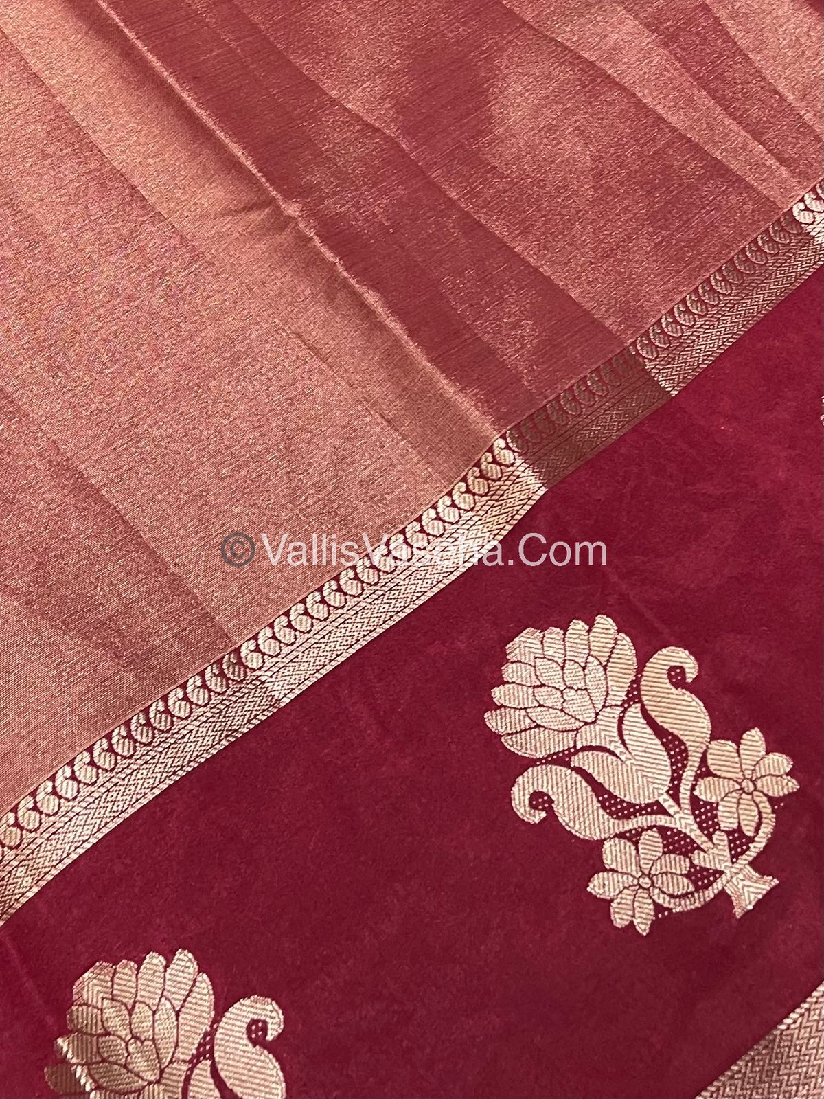 Semi Tissue Tussar Silk - Maroon Shade - VVSTS043