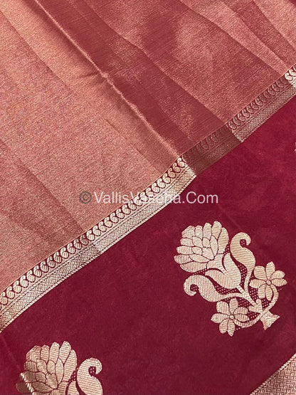 Semi Tissue Tussar Silk - Maroon Shade - VVSTS043
