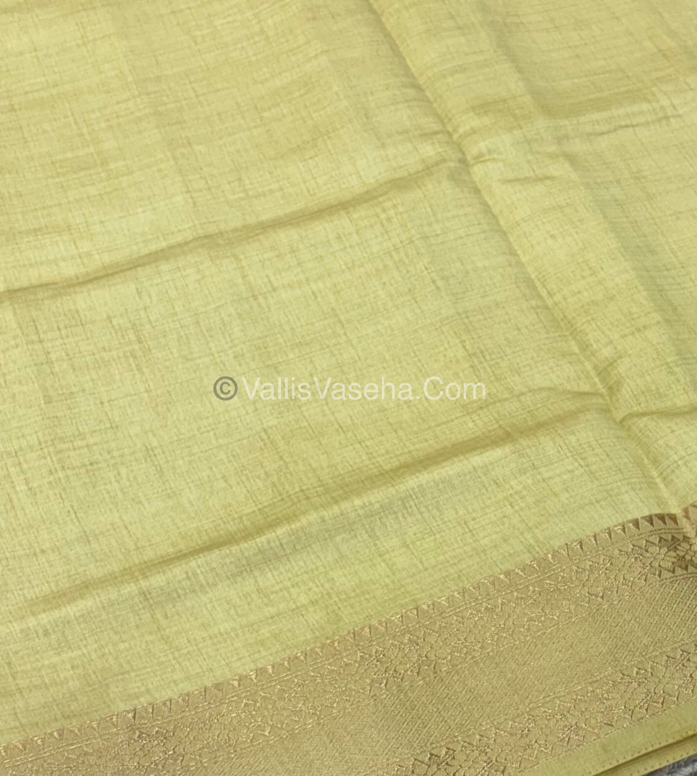 Semi Tussar Silk - Grand Pallu  - ￼Dark Cream Shade - VVSTS017