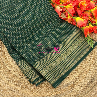 Semi Mysore Crepe Silk  - Green Shade - VVSMC005