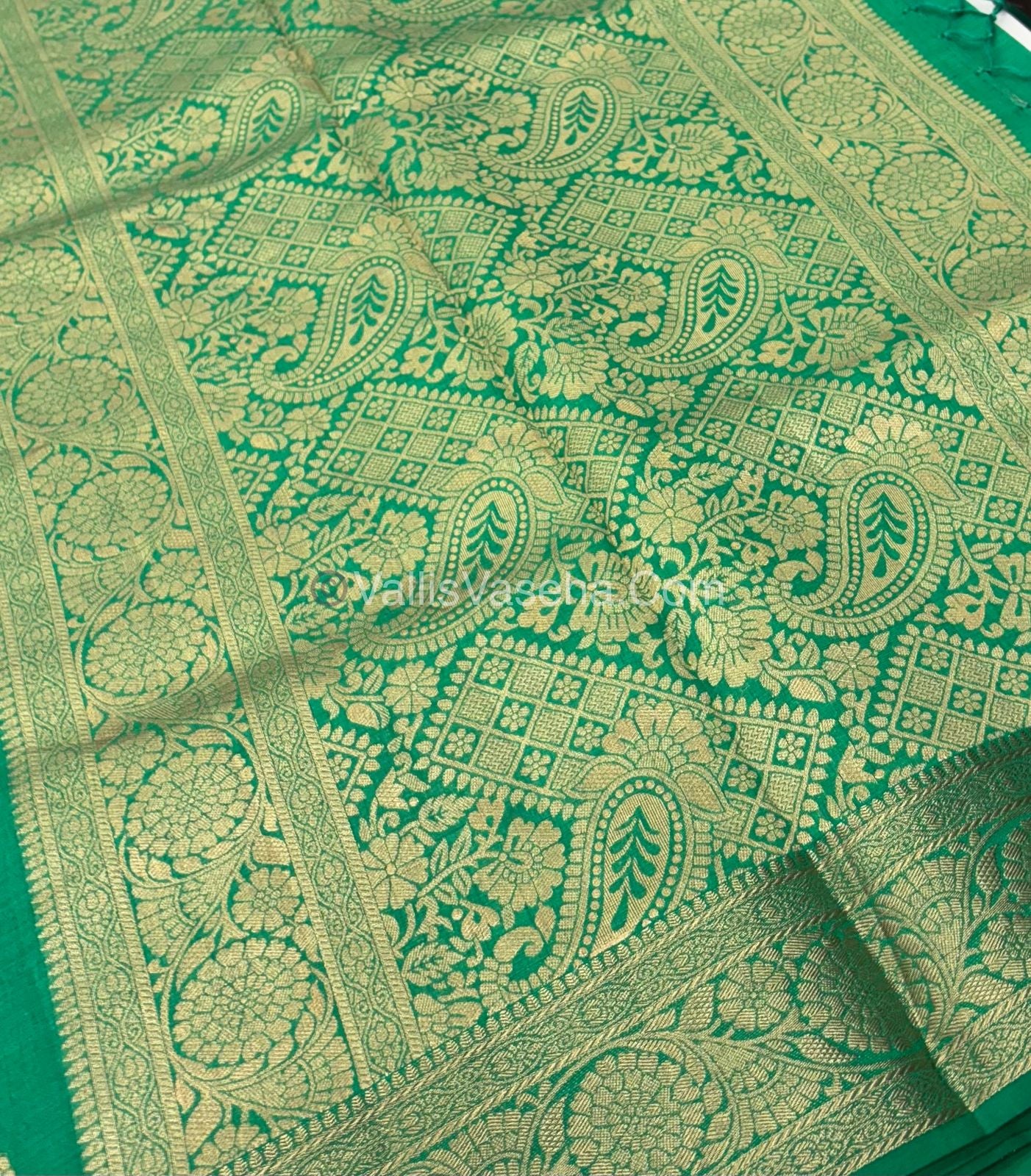Semi Tussar Silk - Grand Pallu  - Green Shade - VVSTS029