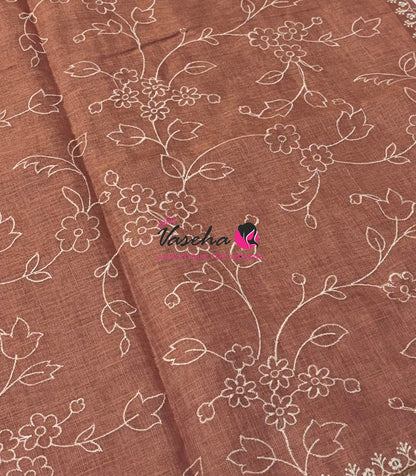 Linen Tissue Saree - Peach Shade - VVLTS009