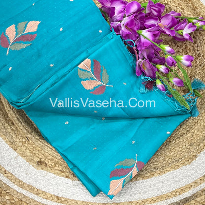 Butter Silk  - Leaf Butta - Blue & Pink Combo - VVBS001