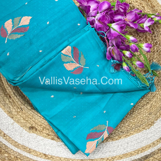 Butter Silk  - Leaf Butta - Blue & Pink Combo - VVBS001