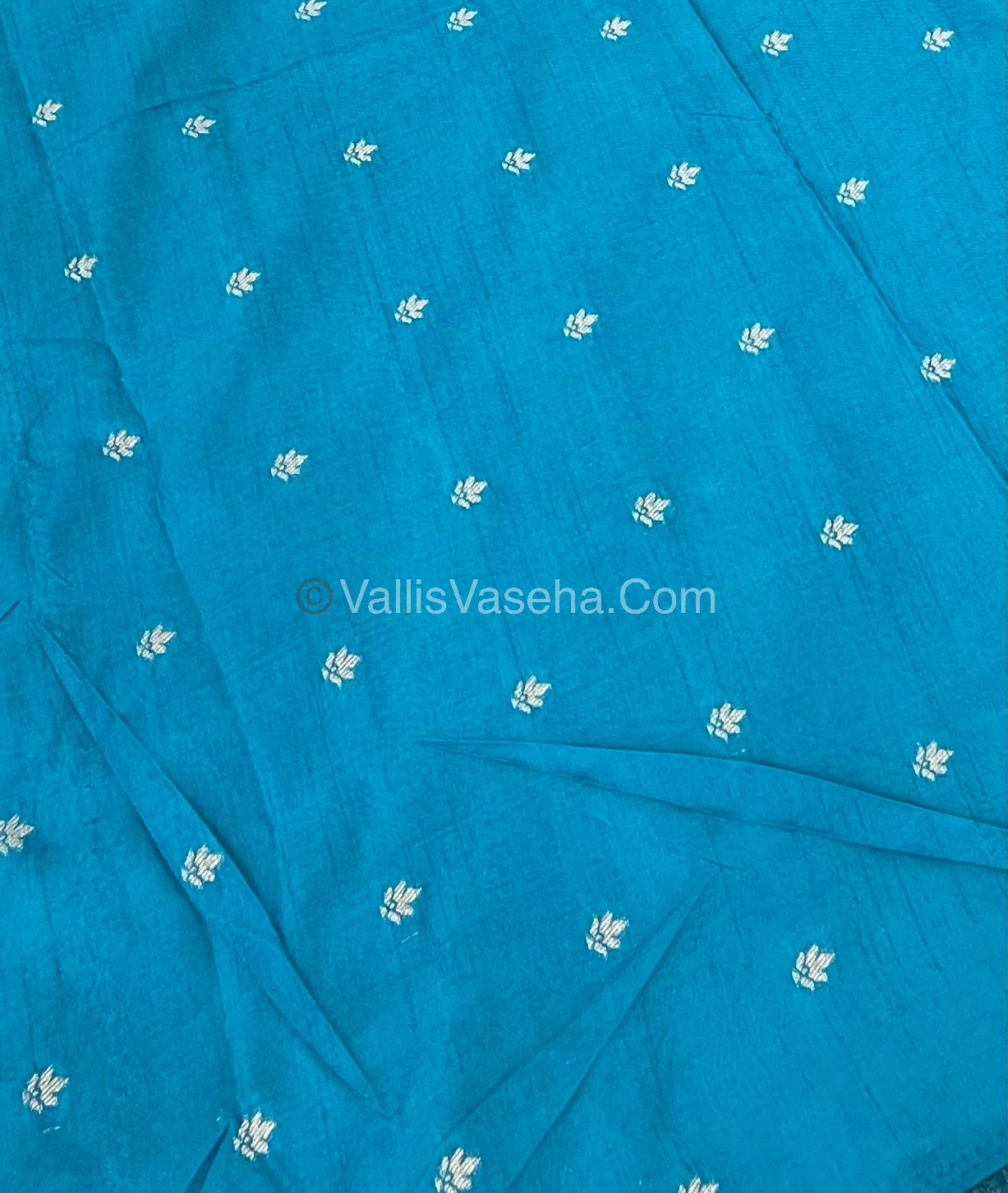 Semi Tussar Silk - Vairavoosi & Elephant Design - Ramar Blue Shade - VVSTS019